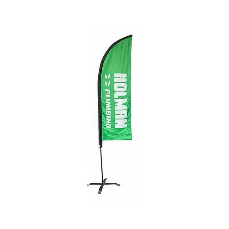 Bandera pluma personalizada con mástil y base cruzada