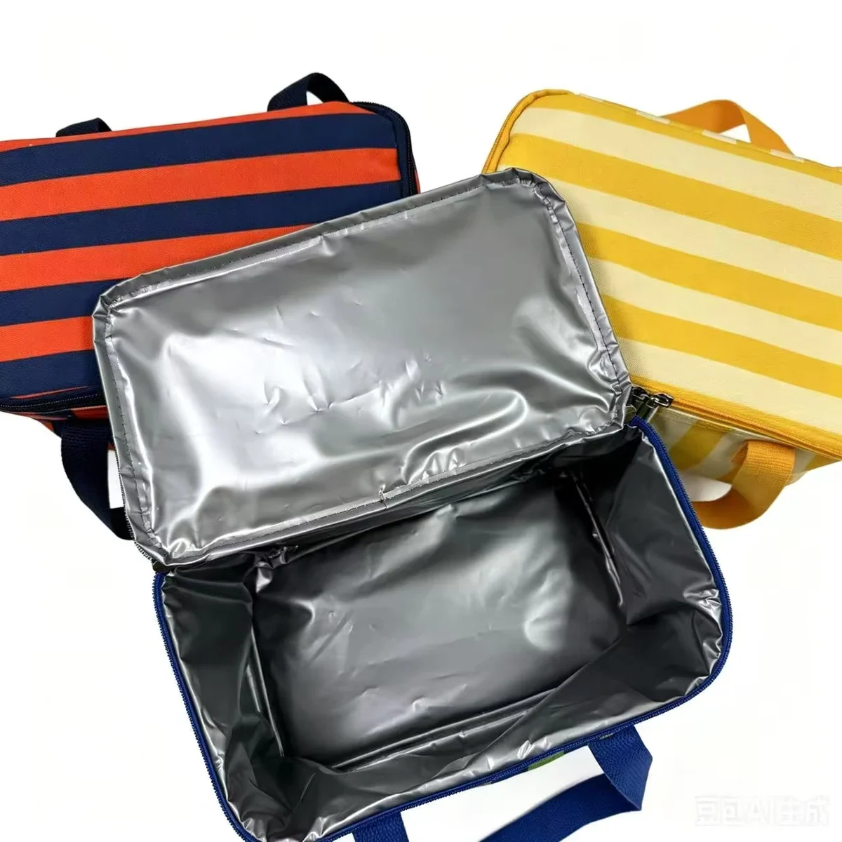 Real cooler bag shown open to reveal the interior format