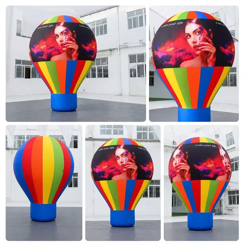 Collage of real hot-air-balloon inflatable advertising display configurations
