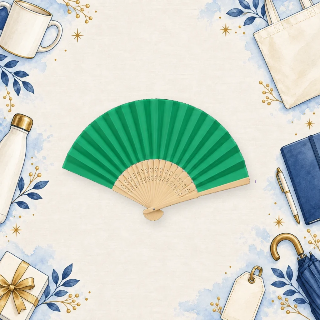 Green folding hand fan example