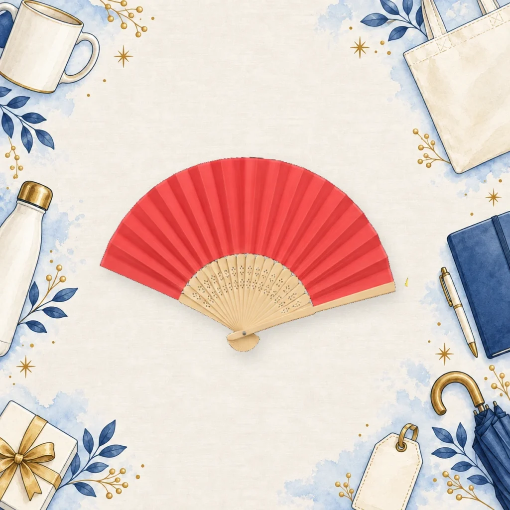 Red folding hand fan example