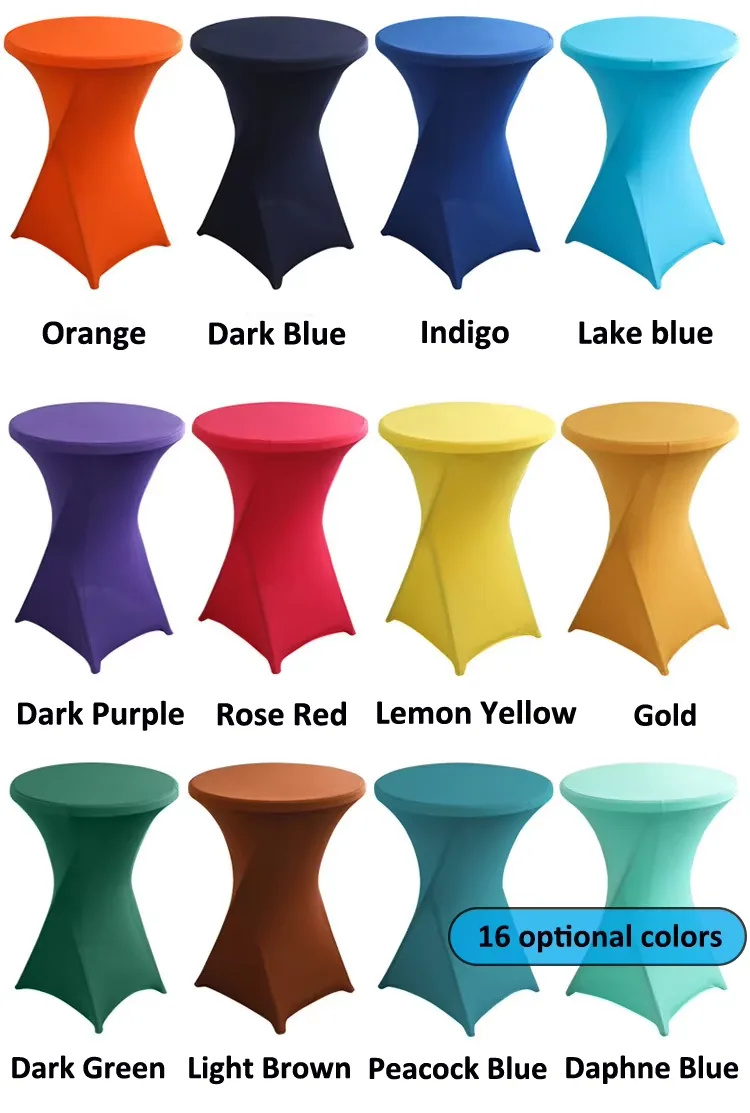 Cocktail table stretch covers shown in a range of solid colors