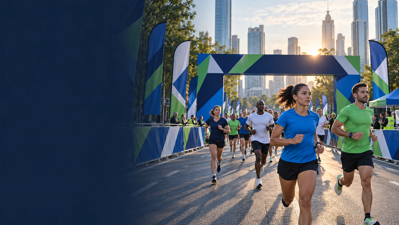 Coordinated marathon event branding along a race route